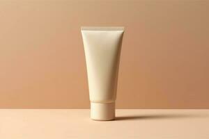idratante mano cosmetico crema bianca plastica tubo modello davanti Visualizza. ai generativo foto