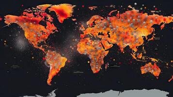 mondo carta geografica armageddon esplosioni sfondo. generativo ai. foto