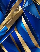 astratto poligonale modello lusso buio blu con oro Accenti foto
