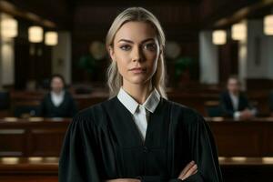 femmina giudice nel Tribunale con generativo ai foto