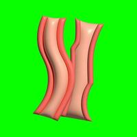 un' 3d Bacon risorsa con un' schermo verde sfondo foto