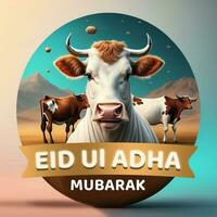 eid al adha mubarak islamico mucca sociale media bandiera modello foto