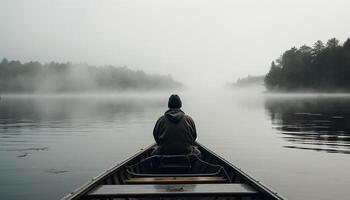 solitudine nel natura, canoa per rilassamento generato di ai foto