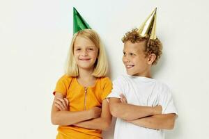 piccolo bambini nel multicolore caps compleanno vacanza emozione stile di vita inalterato foto