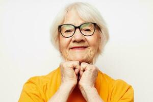 emotivo anziano donna Salute stile di vita occhiali trattamento leggero sfondo foto