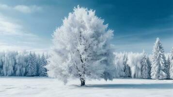 Natale Fata anno cielo albero inverno neve nuovo sfondo abete bianca vacanza. generativo ai. foto