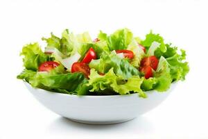 fresco verde verdura lattuga salutare cibo insalata pomodoro pranzo vegetariano. generativo ai. foto