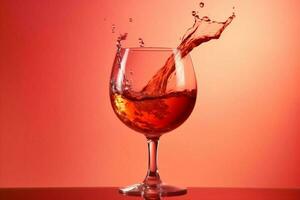 pendenza bicchiere di vino bicchiere alcool bevanda festa rosso sfondo vino avvicinamento liquido. generativo ai. foto