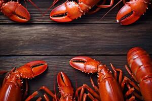 aragosta rosso Gambero cibo frutti di mare gamberi artiglio cucinato griglia sfondo bollito. generativo ai. foto