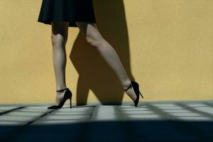 donna piede concetto blu rosso colorato calzature gamba scarpa moda Bellissima. generativo ai. foto