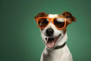 cane ritratto animale divertente occhiali da sole carino Sorridi sfondo animale domestico isolato piccolo. generativo ai. foto