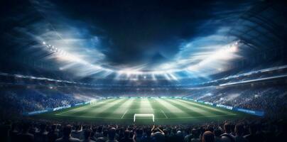 obbiettivo stadio leggero sport verde calcio mondo arena gioco calcio. generativo ai. foto