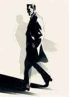 uomo donna silhouette isolato inchiostro frequentato design illustrazione retrò disegno nero mostro. generativo ai. foto