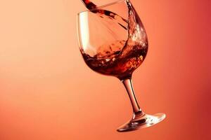 rosso avvicinamento pendenza vino bevanda alcool bicchiere liquore sfondo festa liquido. generativo ai. foto