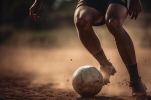 piede palla concorrenza stadio calcio calcio calcio sport obbiettivo gioco. generativo ai. foto