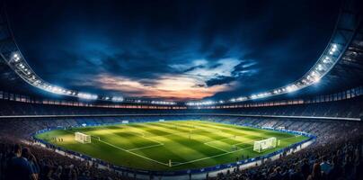 obbiettivo verde arena sport leggero mondo calcio gioco stadio calcio. generativo ai. foto