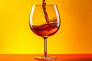 vino avvicinamento pendenza liquido bicchiere bevanda festa rosso sfondo celebrazione alcol. generativo ai. foto