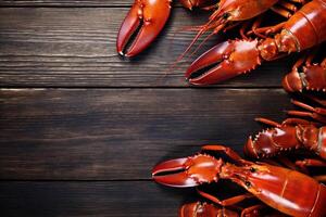 salutare Gambero sfondo artiglio frutti di mare aragosta cucinato gamberi cibo bollito rosso. generativo ai. foto