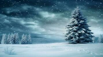 carta inverno bianca Natale anno vacanza albero neve sfondo cielo nuovo abete. generativo ai. foto