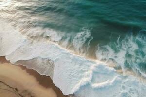 sabbia acqua riva oceano onda spiaggia natura vacanza estate mare. generativo ai. foto