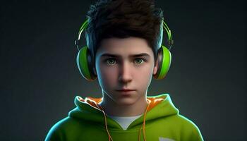 vettore illustrazione gamer ragazzo personaggio con semplice sfondo foto