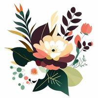 acquerello accordi con piccolo fiore. botanico illustrazione minimo stile foto