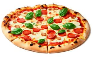 Pizza isolato su bianca sfondo. ai generativo foto