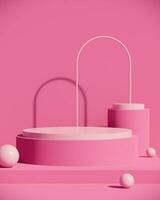foto 3d rendere podio per Prodotto Schermo su rosa sfondo