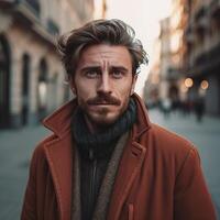 ai generato ritratto di un' moda uomo foto