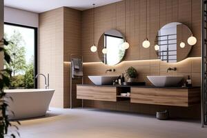 ai generativo foto di un' lusso moderno design bagno