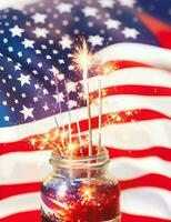 ai creare foto Stati Uniti d'America indipendenza giorno concetto con sparkler