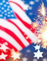 ai creare foto Stati Uniti d'America indipendenza giorno concetto con sparkler