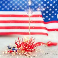 ai creare foto Stati Uniti d'America indipendenza giorno concetto con sparkler