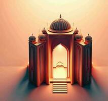 ai creare foto 3d illustrazione di un' moschea con un' cancello nel il mezzo