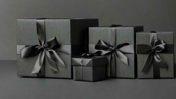 nero nastro e nero regalo scatola, lusso e mistero ai generato foto