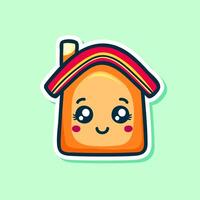 carino illustrazione vettore colorazione casa kawaii etichetta icone mano disegnato foto