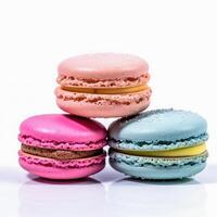 delizioso macarons isolato su bianca sfondo, generativo ai foto