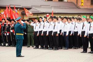 festivo parata su Maggio 9 nel slavyansk-on-kuban, nel onore di vittoria giorno nel il grande patriottico guerra. foto