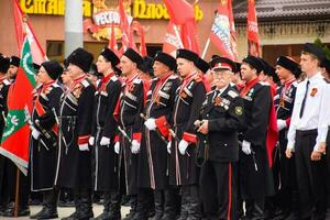 festivo parata su Maggio 9 nel slavyansk-on-kuban, nel onore di vittoria giorno nel il grande patriottico guerra. foto