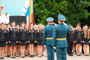 festivo parata su Maggio 9 nel slavyansk-on-kuban, nel onore di vittoria giorno nel il grande patriottico guerra. foto