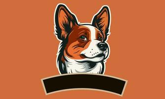 etichetta di cane testa logo design foto