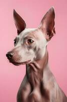bellissimo cane ritratto su rosa sfondo. vicino su Visualizza. generativo ai. foto