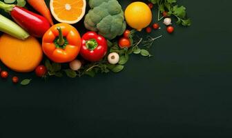 biologico verdura pubblicità sfondo, vegetariano cibo per salutare nutrizione. generativo ai foto