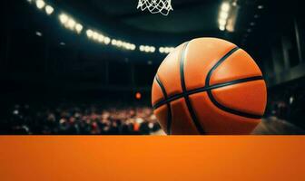 pallacanestro pubblicità sfondo, pallacanestro torneo concorrenza per sociale media inviare. generativo ai foto