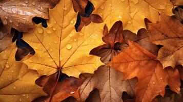 caduto autunno le foglie sfondo., contento autunno concetto. generativo ai foto