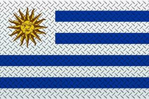3d bandiera di Uruguay su un' metallo parete sfondo. foto