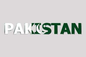 3d bandiera di Pakistan su un' testo sfondo. foto