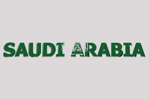 3d bandiera di Arabia arabia su un' testo sfondo. foto