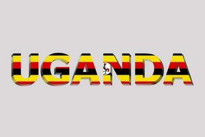 3d bandiera di Uganda su un' testo sfondo. foto