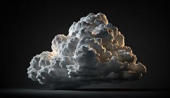 3d realistico nube sospeso su un' nero sfondo. generativo ai foto